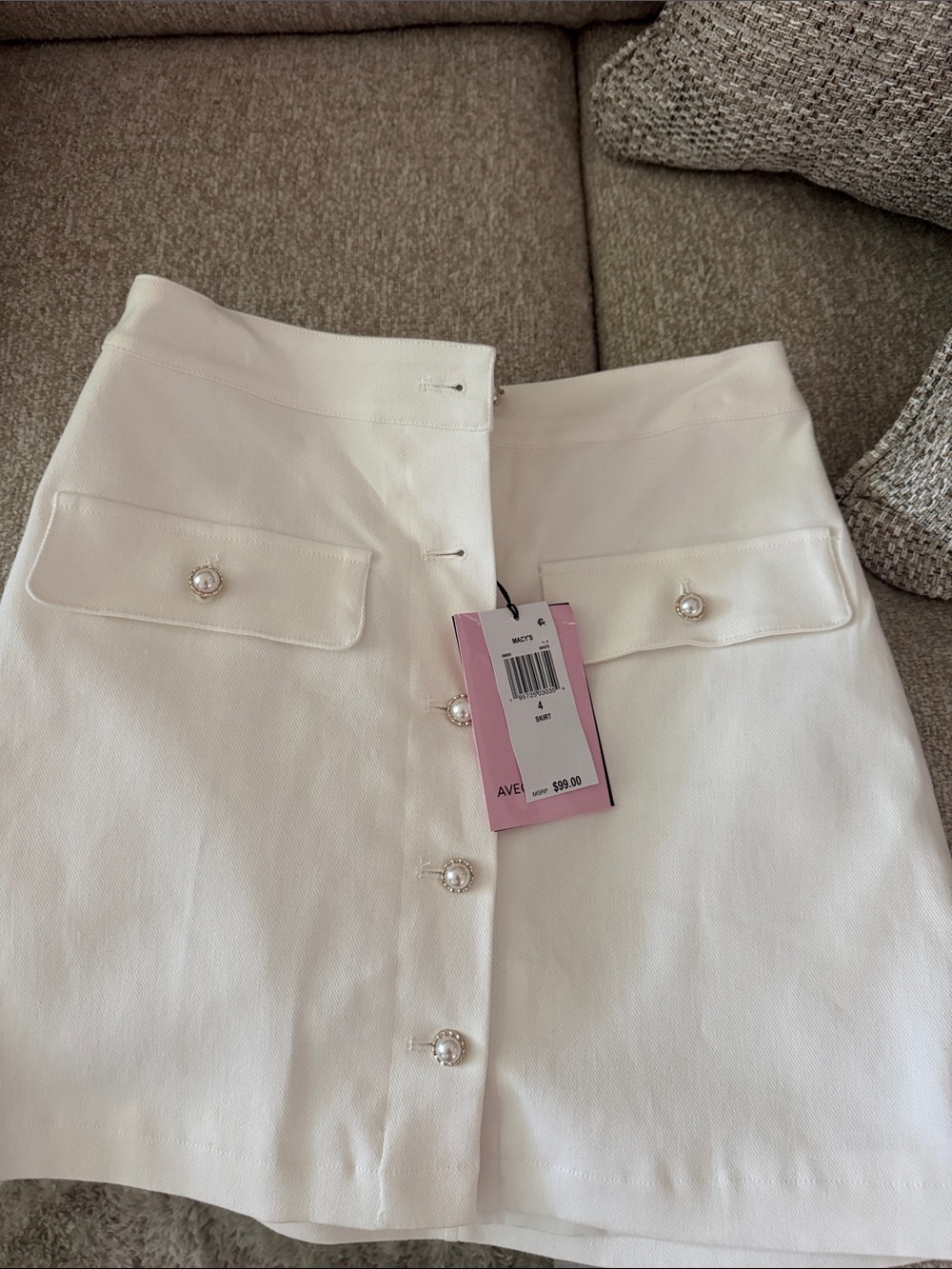 Pearl-Button Avec Les Filles White Mini Skirt